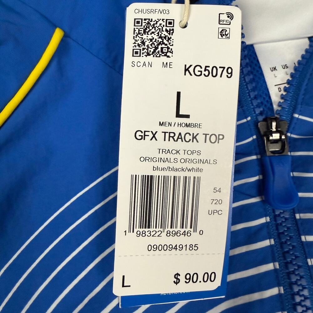 Adidas Teamgeist Moto GFX Track Top Jacket Men's Size L Blue Black KG5079 New View 4
